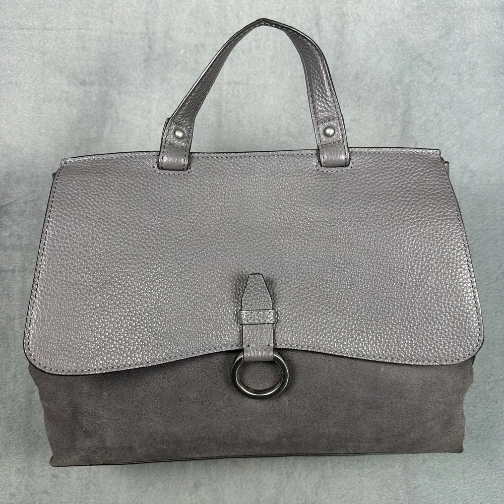 Rebecca Minkoff Keith Medium Suede and Leather Top Handle Satchel Gray